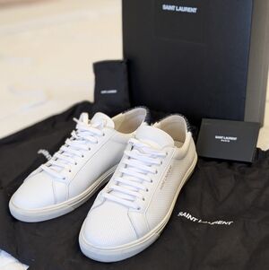 Saint Laurent Andy White Leather Sneakers – Size 39.5 – Authentic